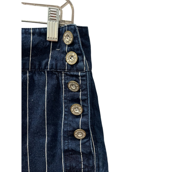 Vintage 90's Lauren Jeans Co. Pinstriped Button Fly Denim Short Size 4 Cotton - Picture 3 of 6